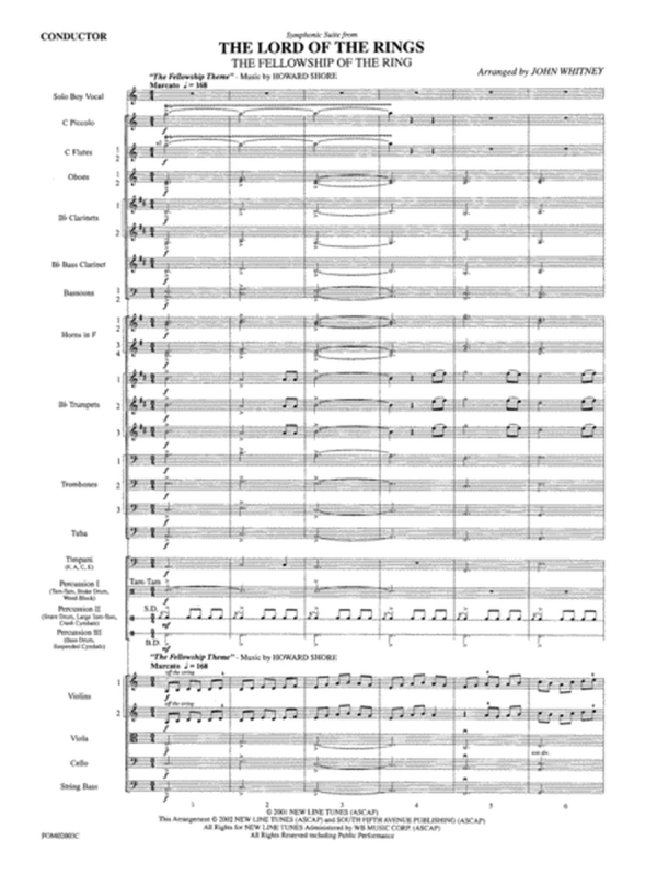 The Lord of the Rings: The Fellowship of the Ring, Symphonic Suite from: Score