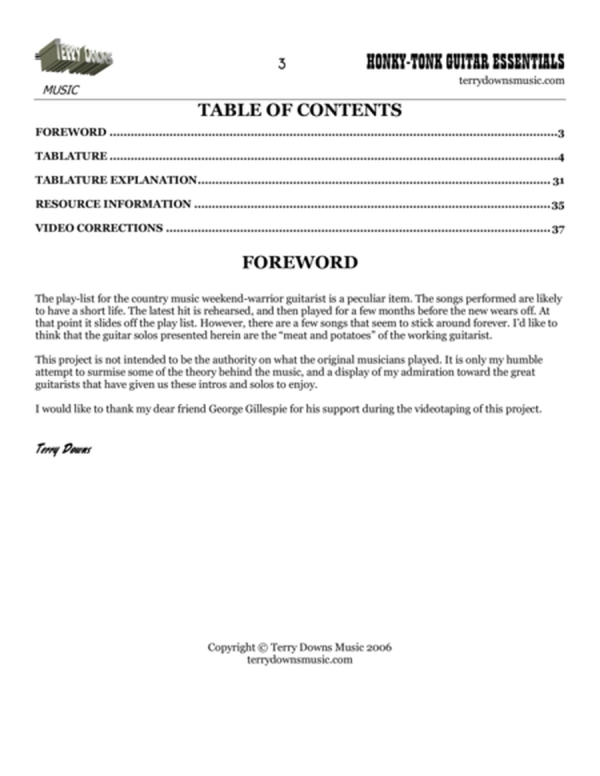 Honky Tonk Guitar Essentials - Music Score and Tablature