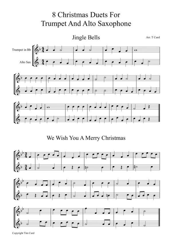 8 Christmas Duets For Trumpet and Alto Saxophone