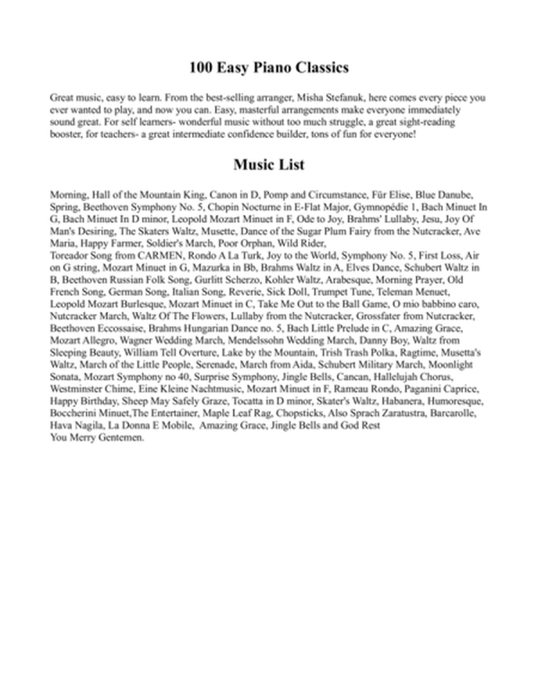100 Easy Piano Classics