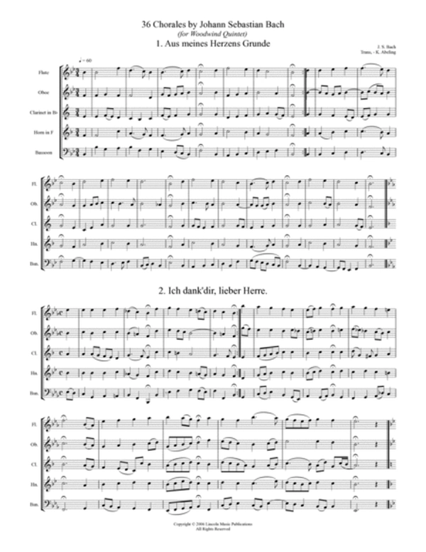 Bach Four-Part Chorales - 36 in Set (for Woodwind Quintet)