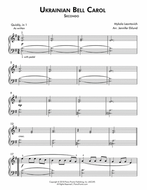 Ukrainian Bell Carol Trio (Easy Piano Trio)