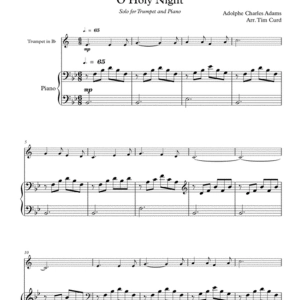 O Holy Night. For Solo Trumpet in Bb and Piano