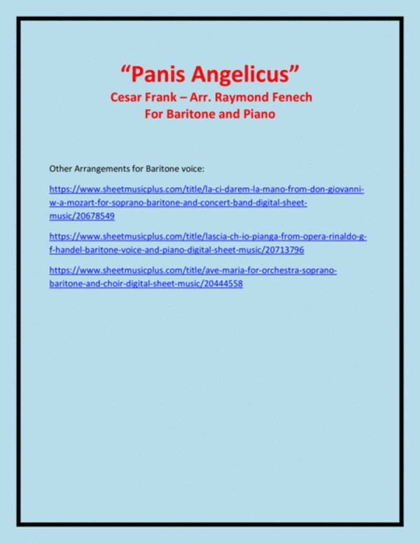 Panis Angelicus - Baritone (voice) and Piano