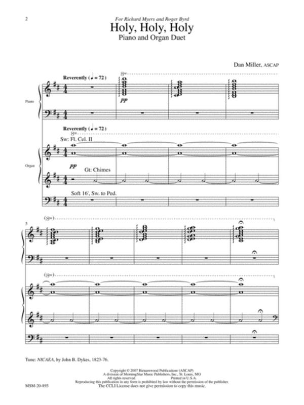 Holy, Holy, Holy: A Duet for Piano and Organ (Downloadable)