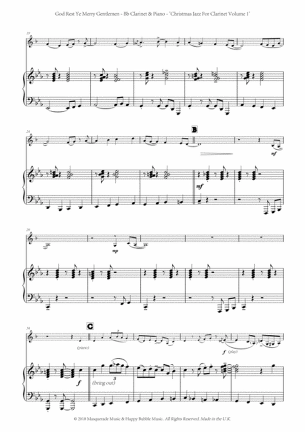 God Rest Ye Merry Gentlemen; A Funky Jazz arrangement for Bb Clarinet and Piano. Includes access to