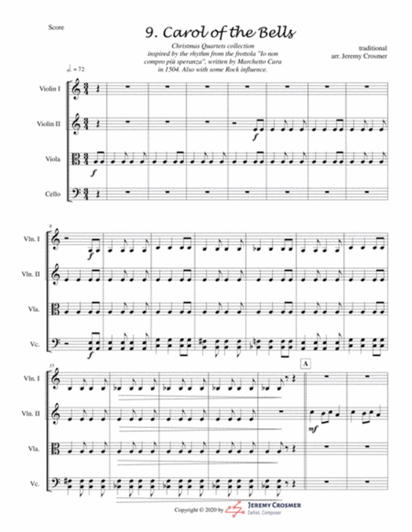 Carol of the Bells - Renaissance Rock - String Quartet - ADVANCED