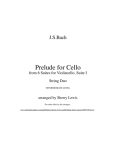 PRELUDE FROM CELLO SUITE NO. 1 by Bach String Duo Intermediate Level for violin and cello