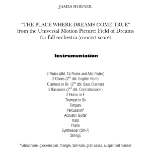 Theme From 'field Of Dreams' - Score Only