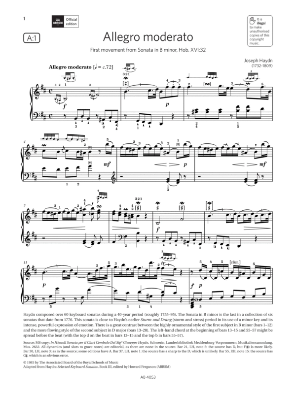 Allegro moderato (Grade 7, list A1, from the ABRSM Piano Syllabus 2023 & 2024)